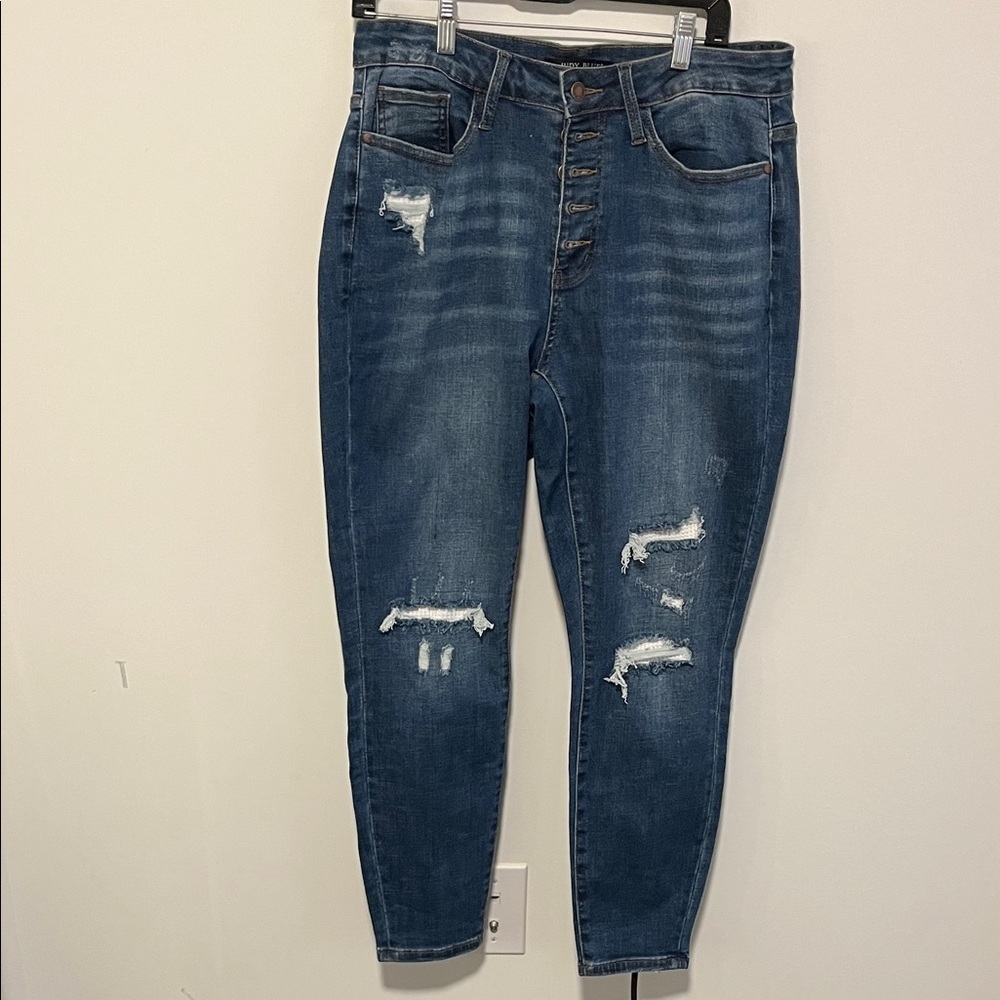 Judy Blue Dark Wash Distressed Skinny Jeans